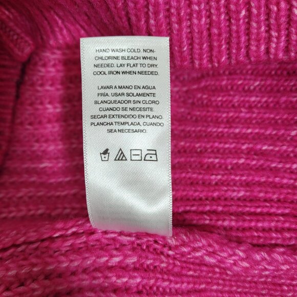 Scoop Hot Pink Long Balloon Sleeve Mock Neck Knit Casual Cozy Sweater Medium - Picture 8 of 8